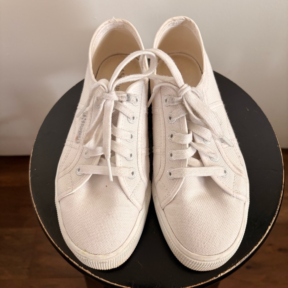 Superga Off-White Platform Canvas Sneakers